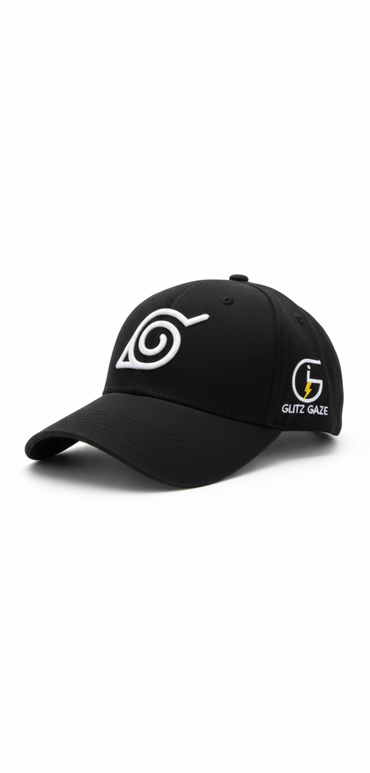 Glitz Gaze Anime Caps – Sharingan & Leaf Village Embroidered Hats | Premium Snapback for Streetwear & Cosplay